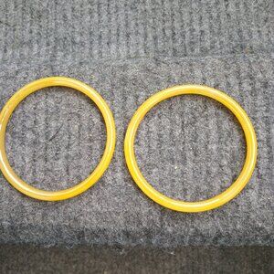 PAIR OF YELLOW QUARTZ BRACELETS BANGLES 2-3/4" DIAM.